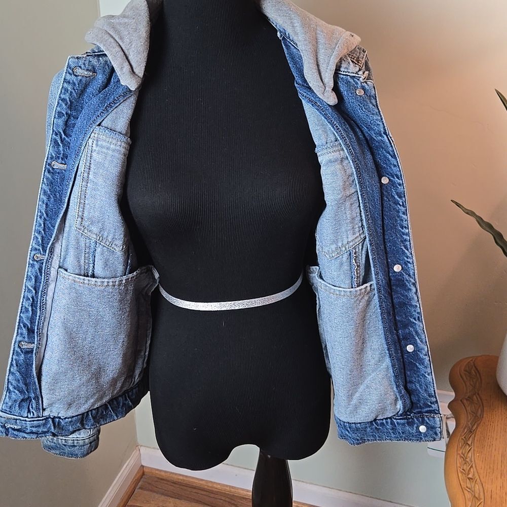 Blanc NYC Denim Jacket with Gray Hood - Picture 4 of 7